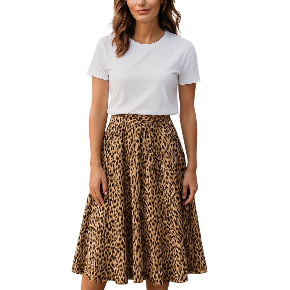 JCREW PLEATED ANIMAL PRINT MOBWIFE VIBE LEOPARD CHEETAH MIDI SKIRT 4 - Picture 8 of 10